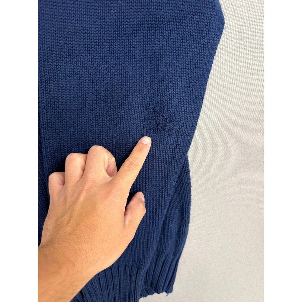 Polo Ralph Lauren Mens XL Navy Blue Cotton Knit Crewneck Sweater Red Pony Logo